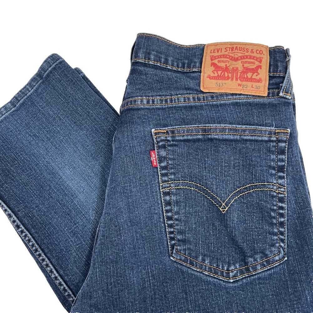 LEVI'S 513 Men's 32x30 (32x26 actual) Med-Dark Wash Slim Straight Stretch Jeans